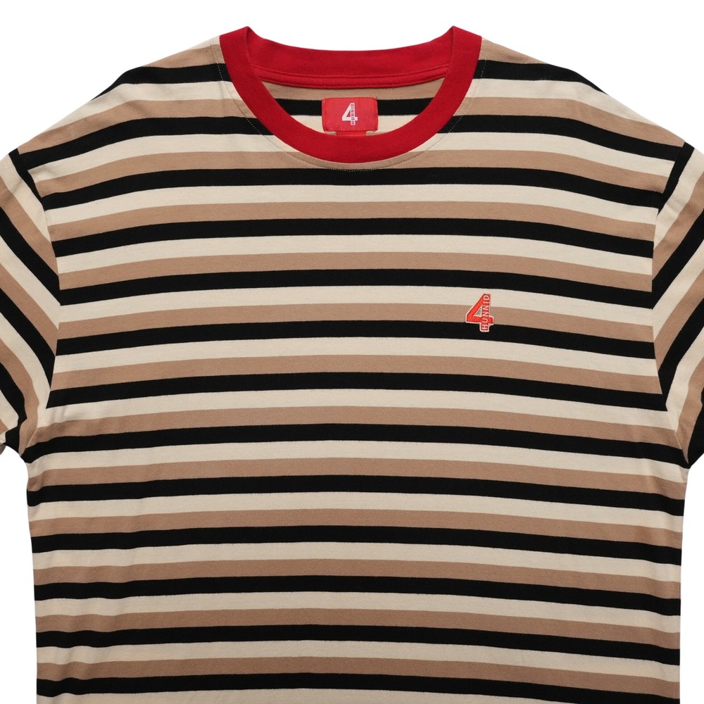 4Hunnid‎ Ringer T Shirt Mens XL Tan Black Stripe Streetwear Graphic Logo
